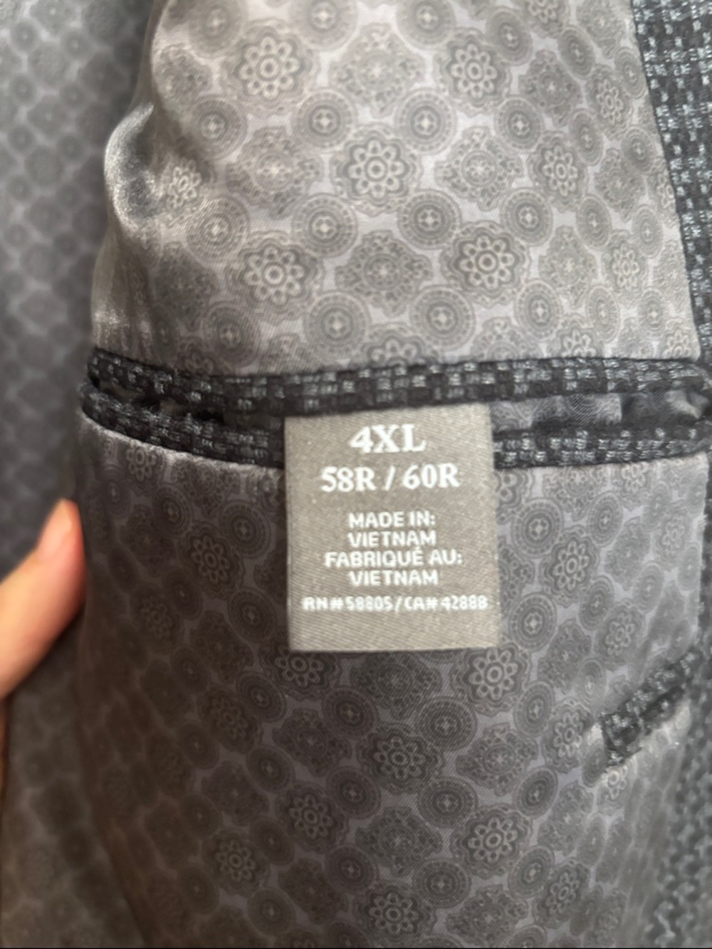Big and tall Classic Men's Houndstooth Blazer - Gray - Picture 4 of 6